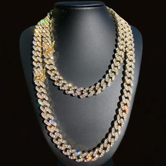 Other - 12mm Gold Cuban Link Chain Iced